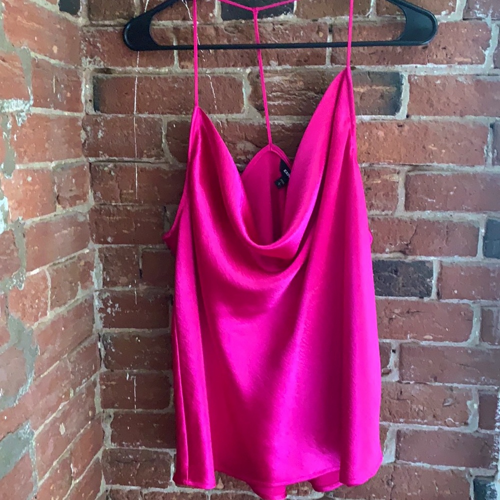 Silk Cowl Neck Hot Pink Top
